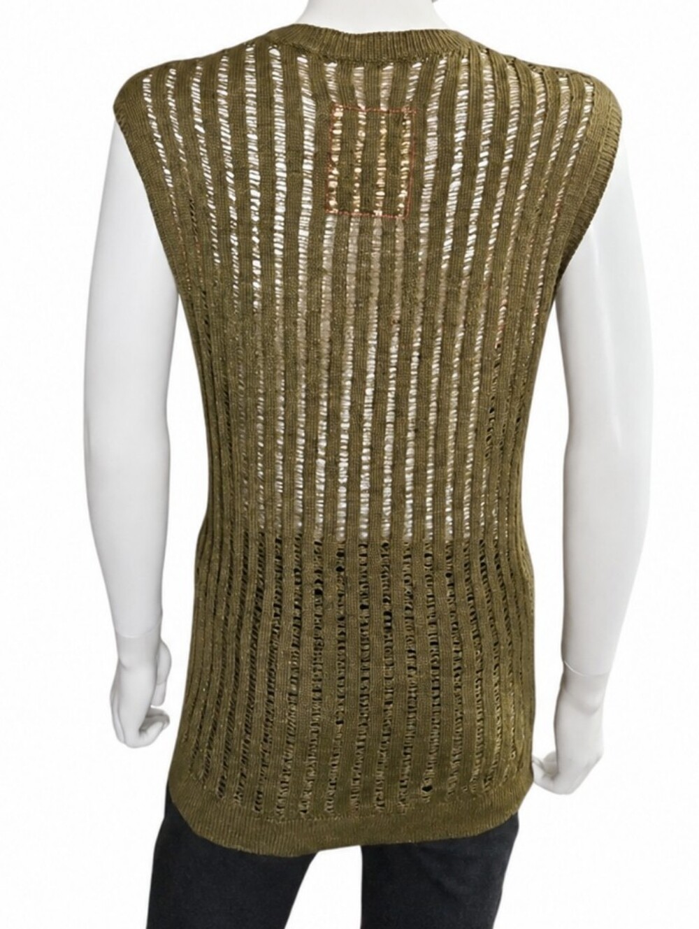 UMA WANG | Cashmere Silk Open Knit Sleeveless Top Vest in Size Large - Picture 6 of 8